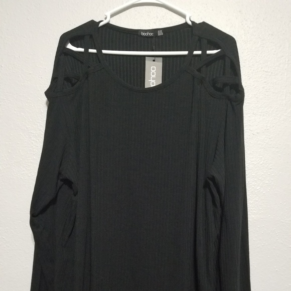 Boohoo Plus Tops - Boohoo black ribbed tunic